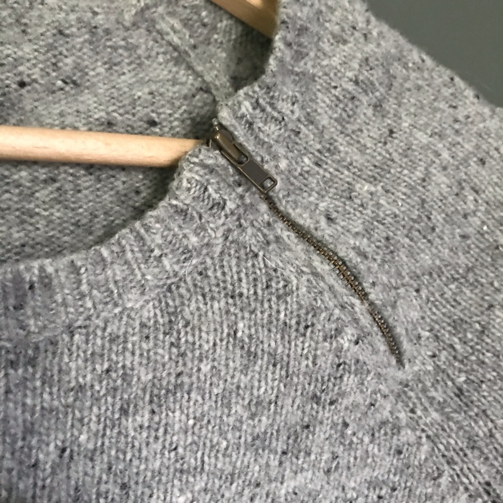 J Crew gray sweater side neck zipper